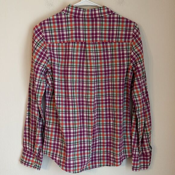 Vineyard Vines Women linen blend summer Plaid Button-Up Shirt work size 4 NWOT - Picture 9 of 9